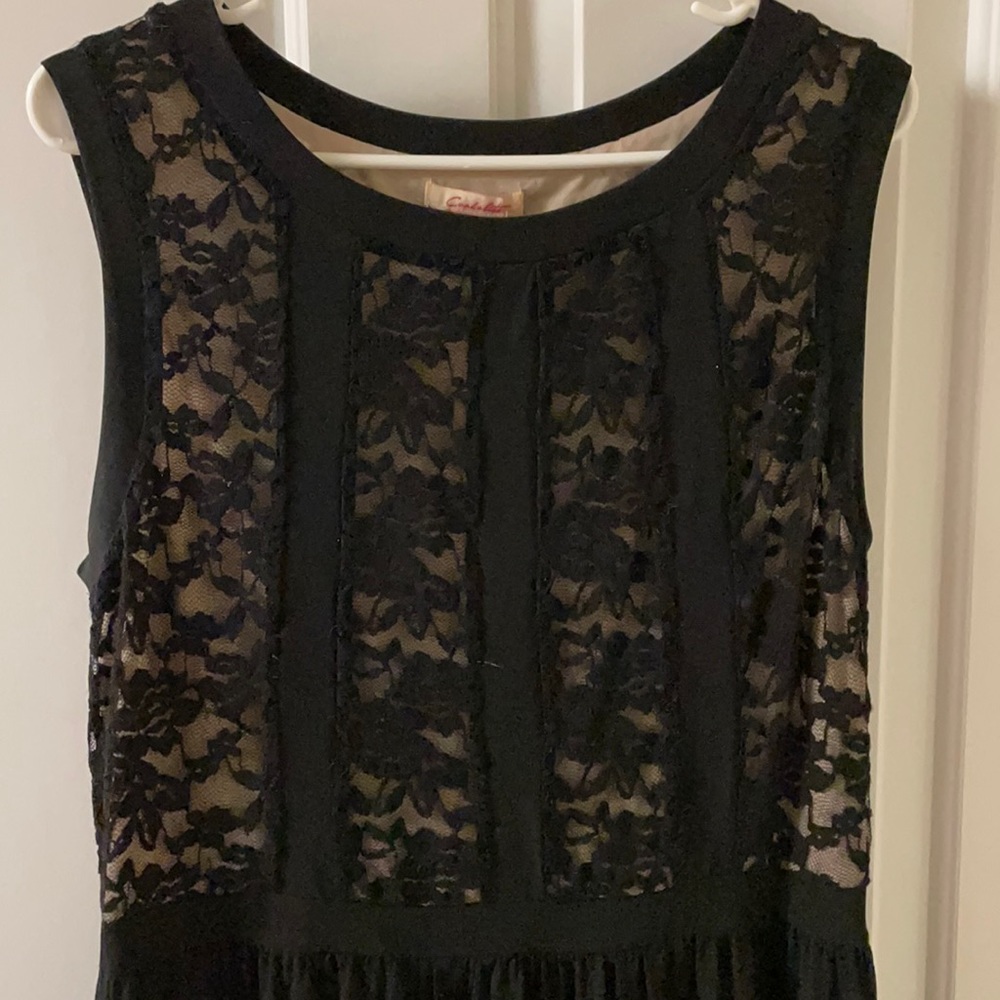 Large black long dress with lace